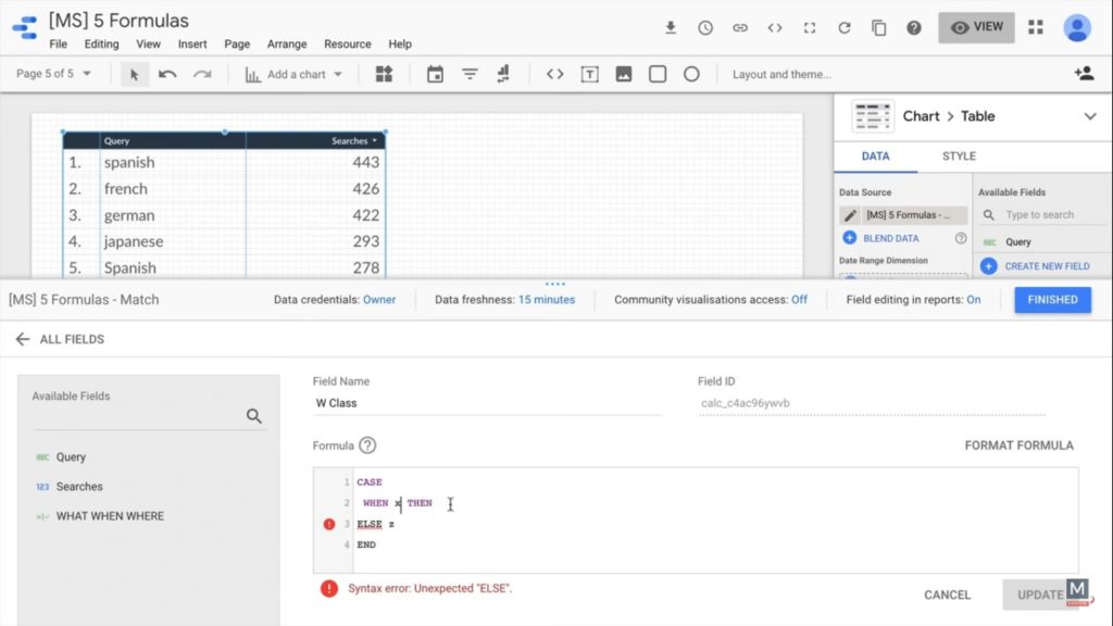 formulas in data studio metric creator