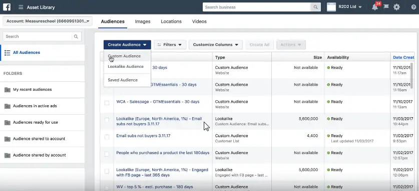 create custom facebook audience