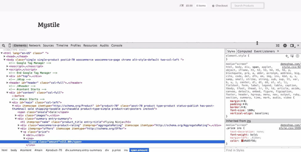 Screenshot of the Chrome Developer Tools panel displaying the DOM tree