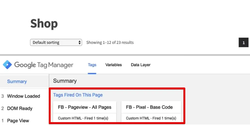 Facebook Pixel base code fired followed by the page view Tag in preview and debug console of Google Tag Manager