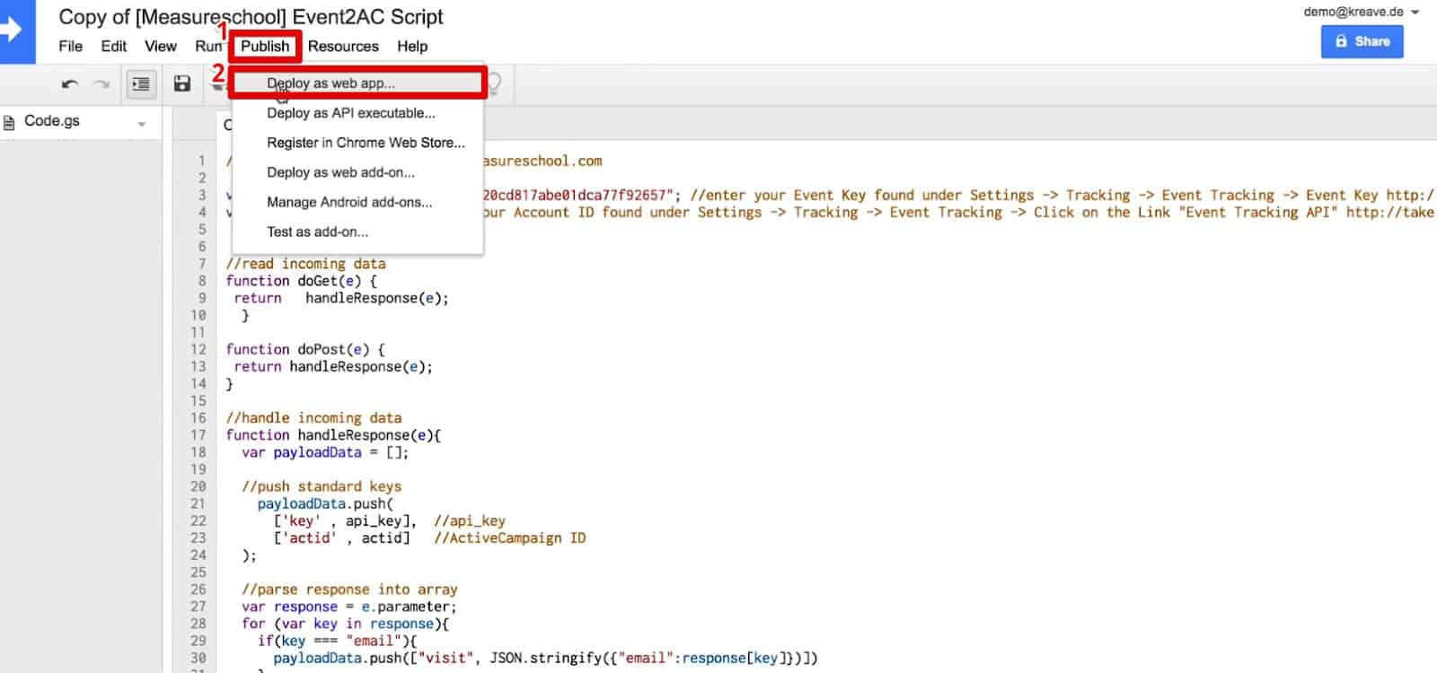 ActiveCampaign Event Tracking with Google Tag Manager