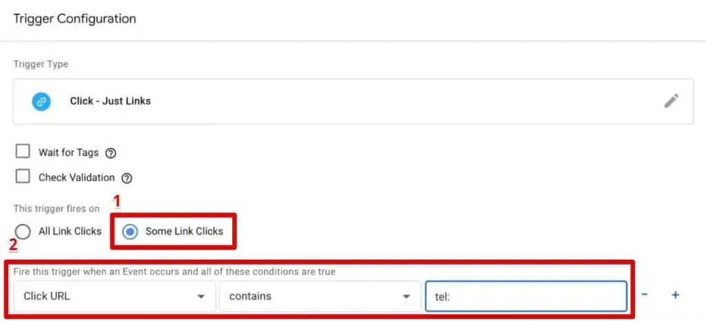 Firing the trigger on phone number link clicks in Google Tag Manager