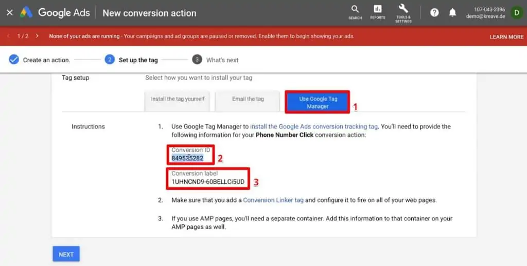 Setting up the Tag for Google Ads Conversion Tracking