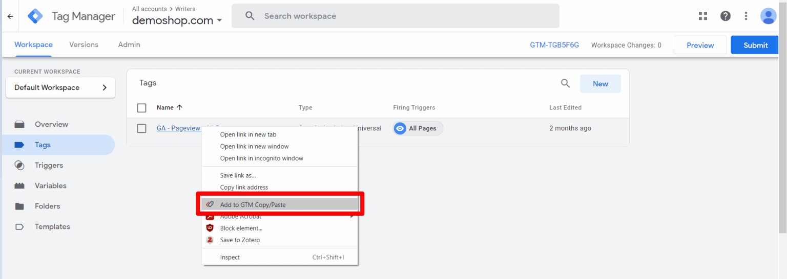 GTM Copy/Paste Chrome Extension by MeasureSchool