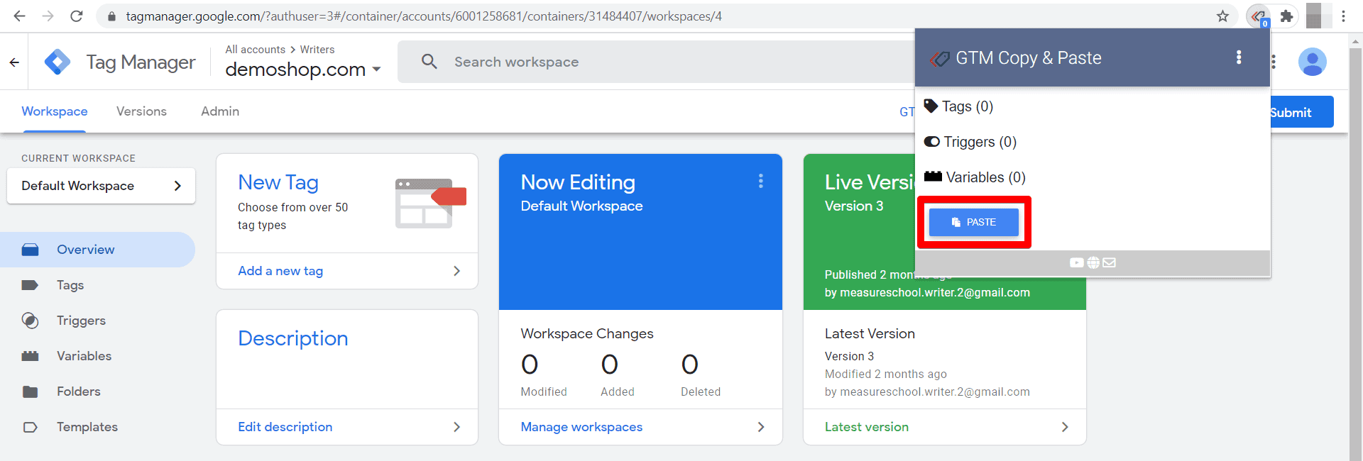 GTM Copy/Paste Chrome Extension by MeasureSchool