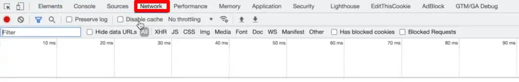 Developer Tools, Network tab
