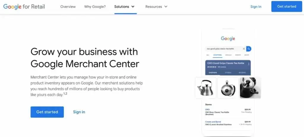 Creating an account in the Google Merchant Center