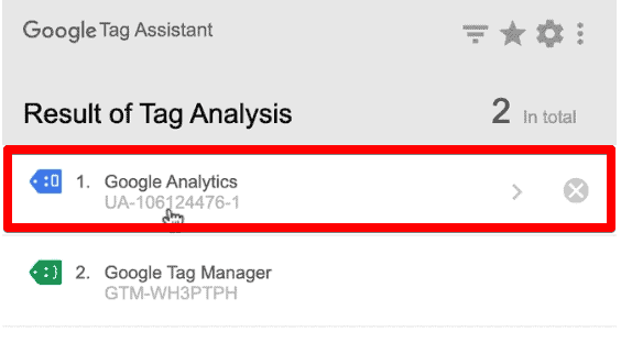 Google Analytics Tag fired in the Google Tag Assistant