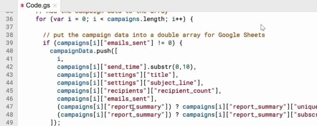 Fetching campaign data such as title, subject-line, emails_sent from the MailChimp account