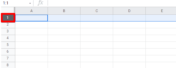 Click on the index number of a row to select the cells in that whole row