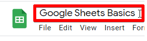 Name the spreadsheet by double-clicking the title and typing a name