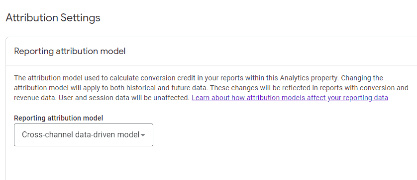 Selecting the reporting attribution model