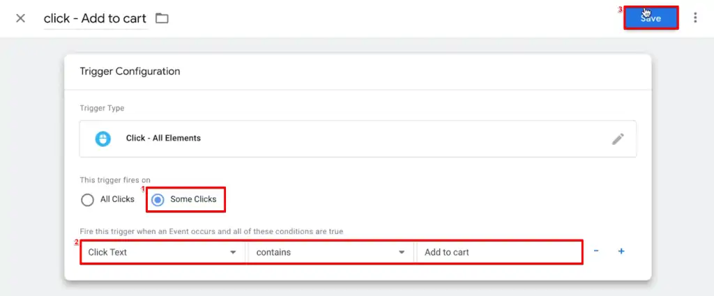 Configuring an add to cart trigger with custom firing conditions for some clicks on Google Tag Manager