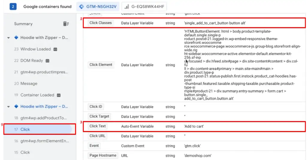 Verifying fired event data from the Google Tag Manager extension