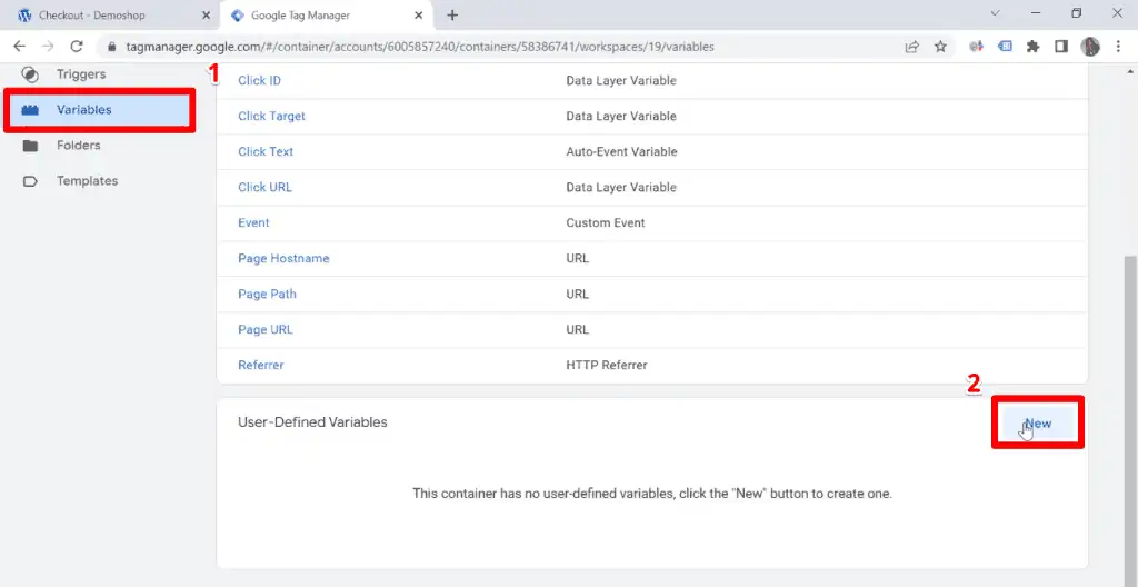 Steps in creating a new User-Defined Variable in Google Tag Manager