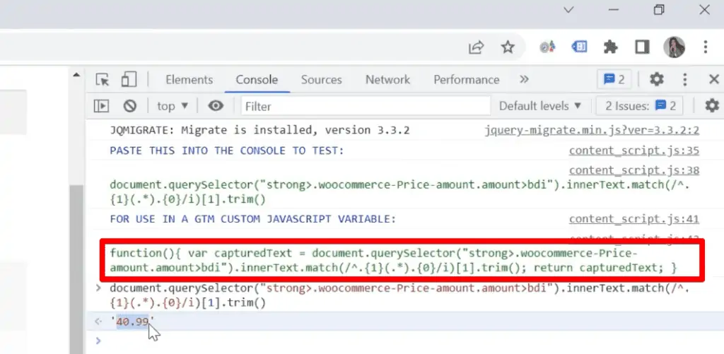 Using the GTM Variable Builder to make a function for use in creating a GTM Custom Javascript variable