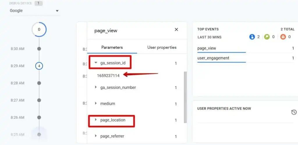 Identifying the ga session id in the debugview report