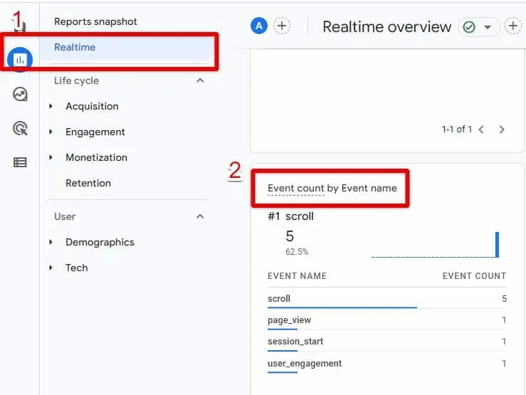 Accessing the real-time report in ga4