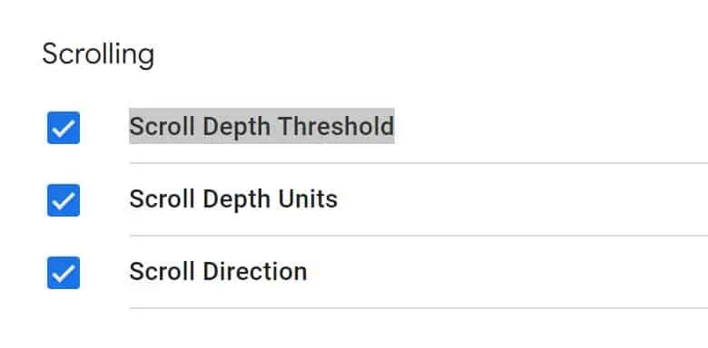 Selecting the scroll depth threshold in google tag manager