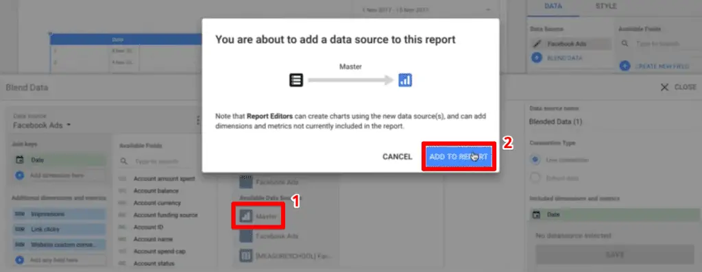 Adding the Google Analytics data source to the blend