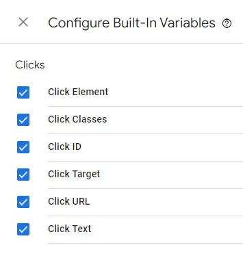 Enabling all click variables 