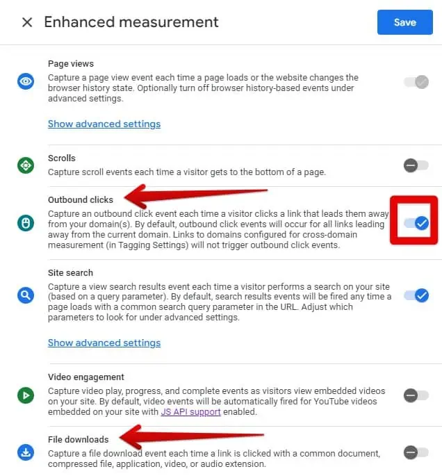 Enhanced measurement features for clicks