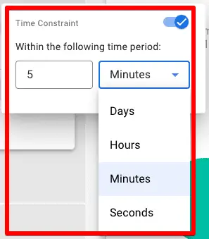 Screenshot of Time constraint options when toggled on