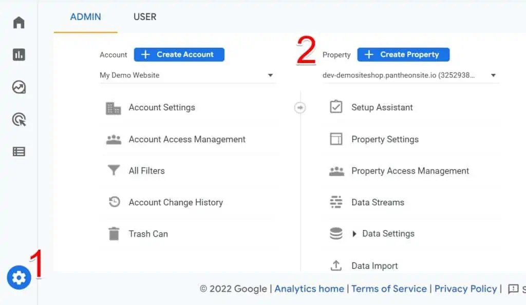 Accessing GA4 property in admin