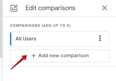 Adding a new comparison in GA4