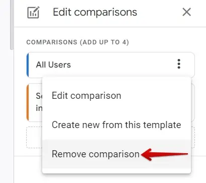 Removing the all-users comparison in GA4