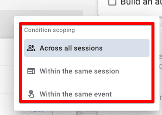 Segment condition scoping options