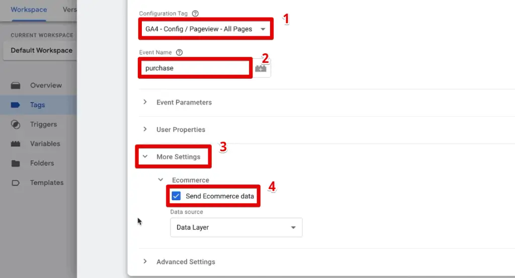 GA4 event tag configuration