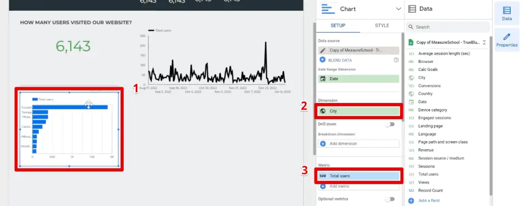 Inserting and configuring the bar chart