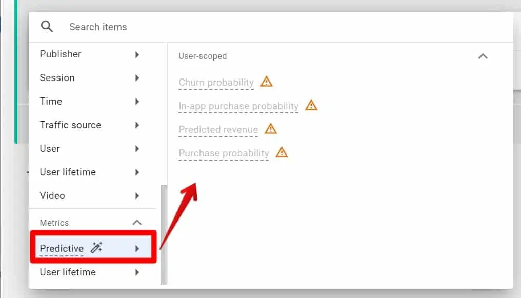 Adding a predictive metric condition group