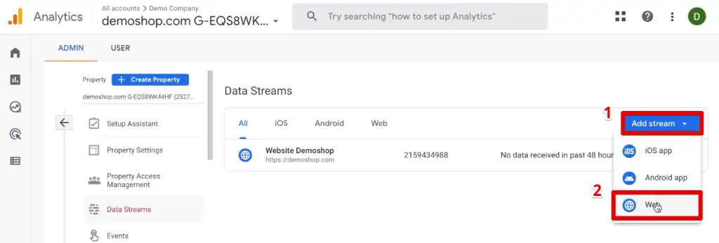 Adding a web data stream