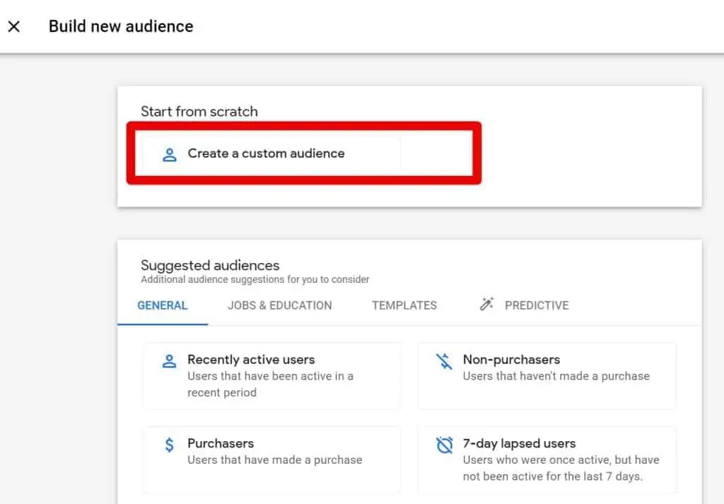 Creating a custom audience