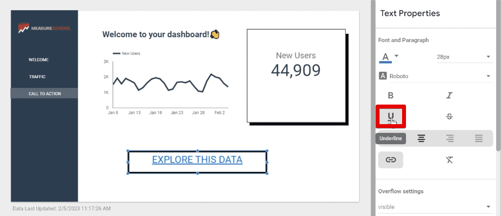 Disabling the underline formatting