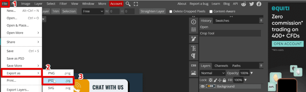 Exporting the image from Photopea
