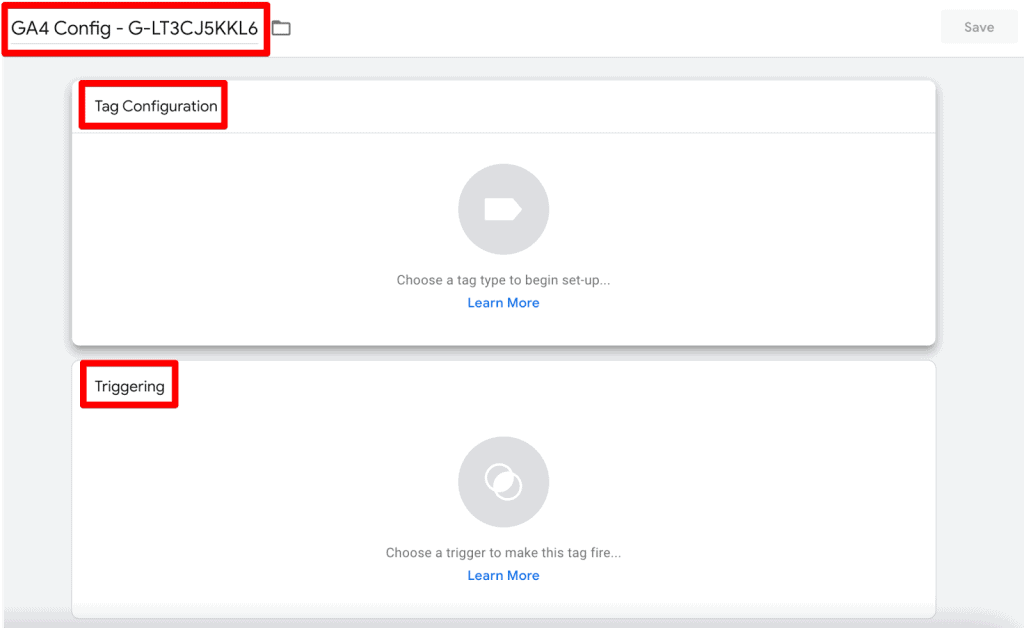 GTM tag configuration interface