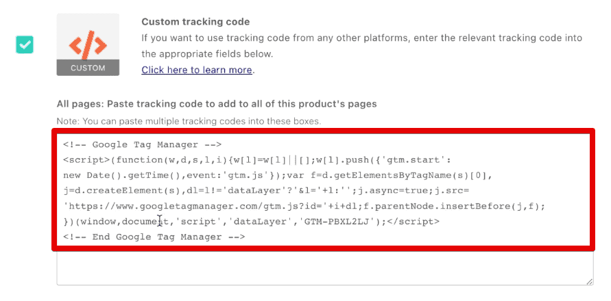 Google Tag Manager code