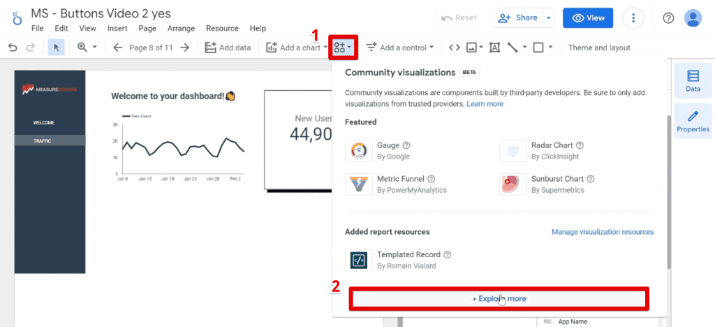 Importing charts from the community visualizations