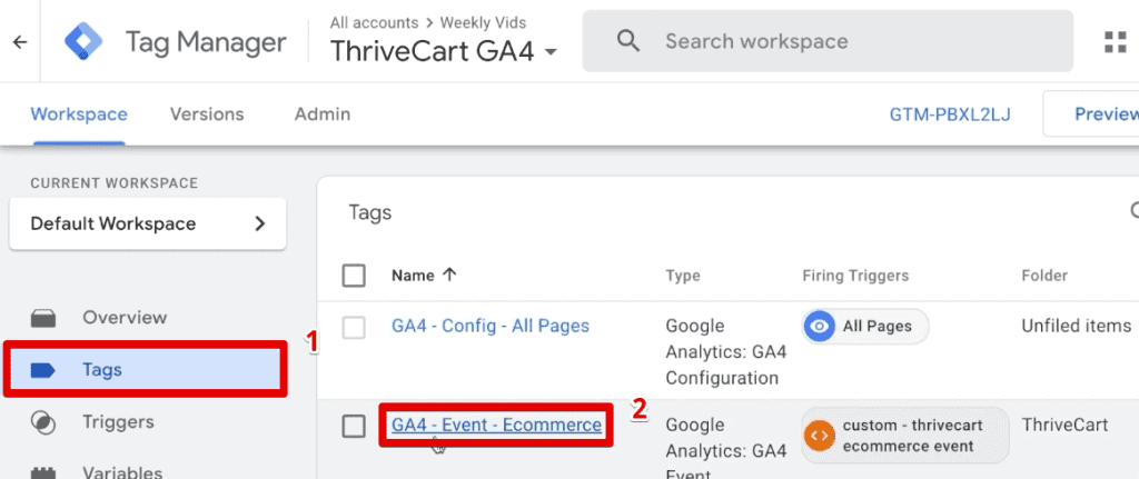 New GA4 event tag