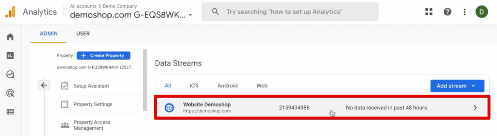 Opening the web data stream