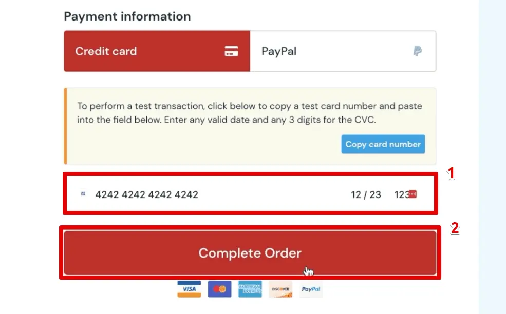 Placing a sample order