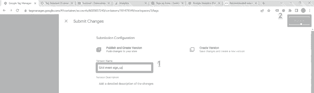 Providing a version name and publishing the tags
