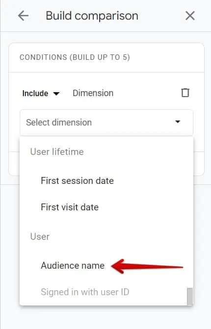 Selecting audience name