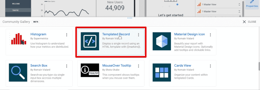 Selecting the Templated Record visualization