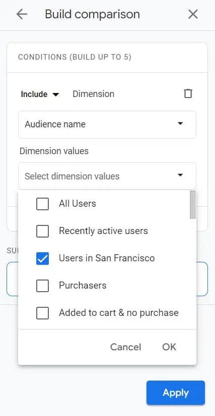 Selecting users in the San Francisco audience name