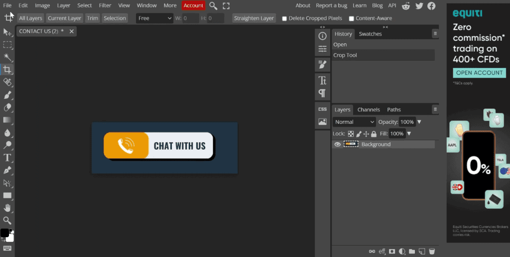 Uploading the image to Photopea