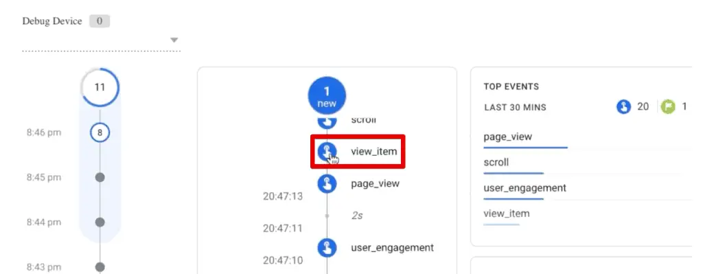 View_item event in GA4 DebugView